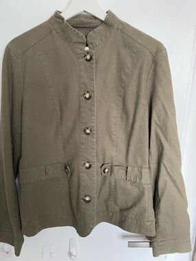 Mexx Olive Green Utility Jacket with Stand Collar